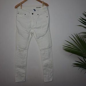 Divided H&M White Trashed Biker Jeans